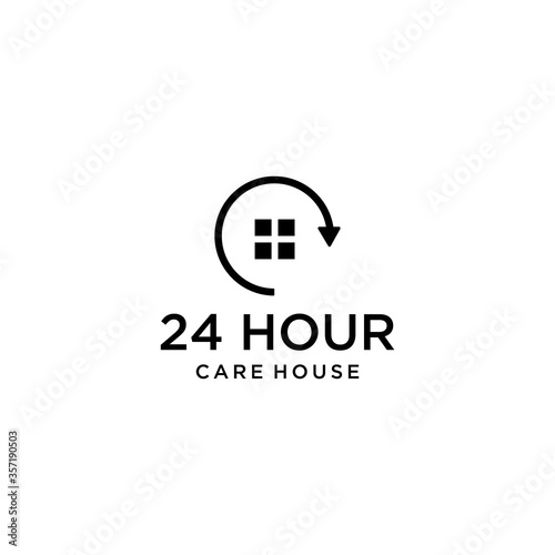 Modern 24 hours protect house icon design logo concept icon template