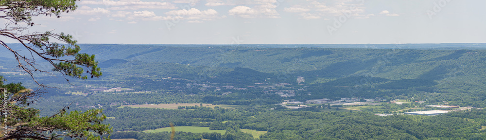 panoramic view of the valley and hills from lookout mountain