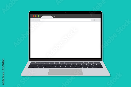 Laptop with blank browser window in a flar design