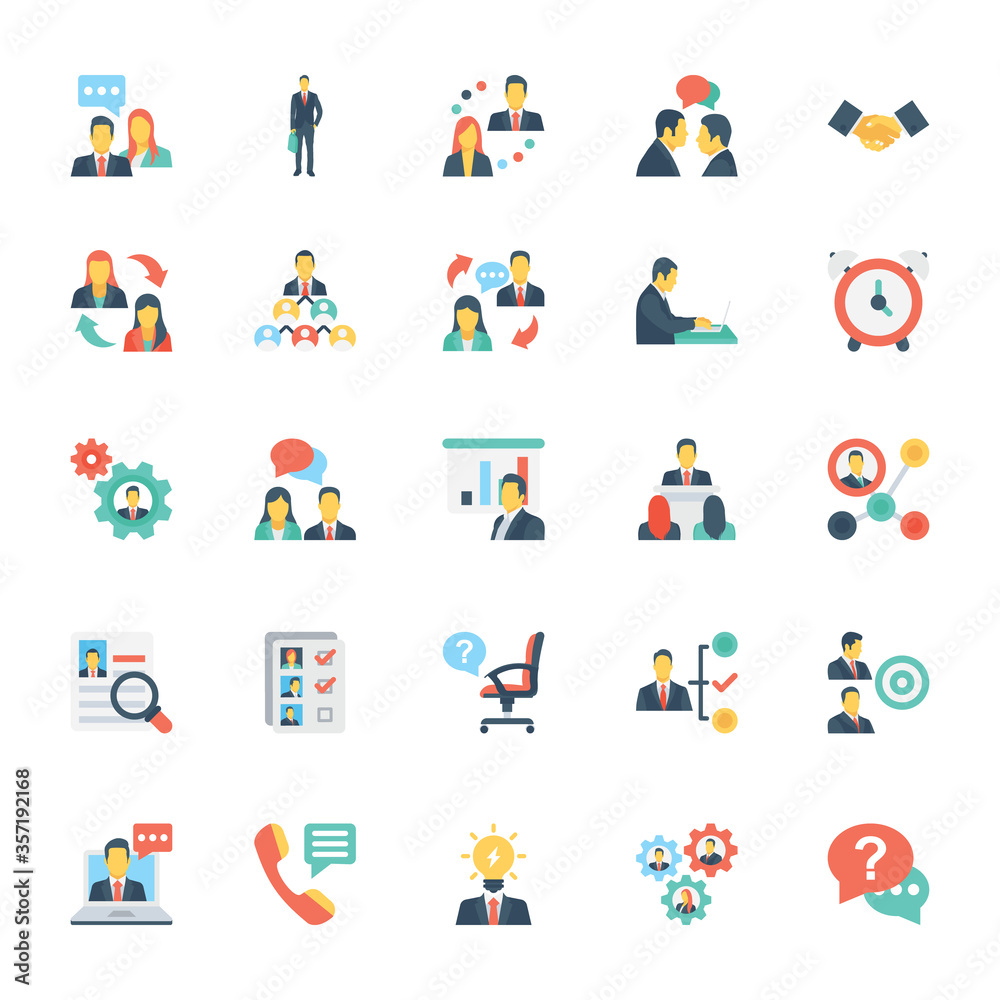 
Human Resources and Management Colored Vector Icons 6
