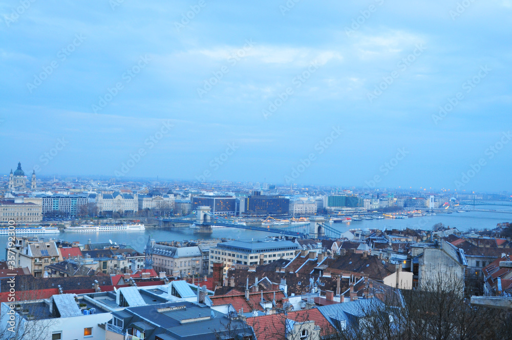 Danube river cityscape panorama view