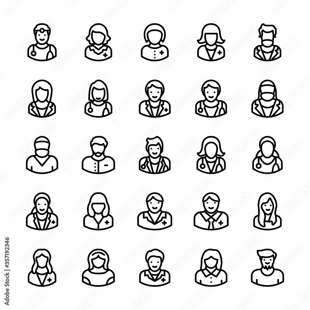 Fototapeta premium Avatars Line Vector Icons 5