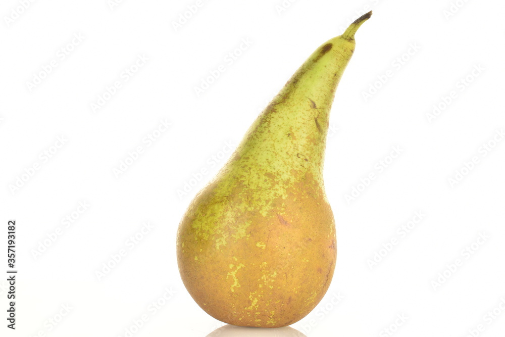Juicy, sweet pear, macro, on a white background. Juicy, sweet pear, macro, on a white background.