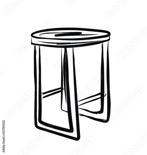 Chest of drawers. Curbstone. Shelf. A little table.Vector picture drawn by hand from a set about home life and comfort. There are many household items and furniture. Doodle style. Isolated drawings.