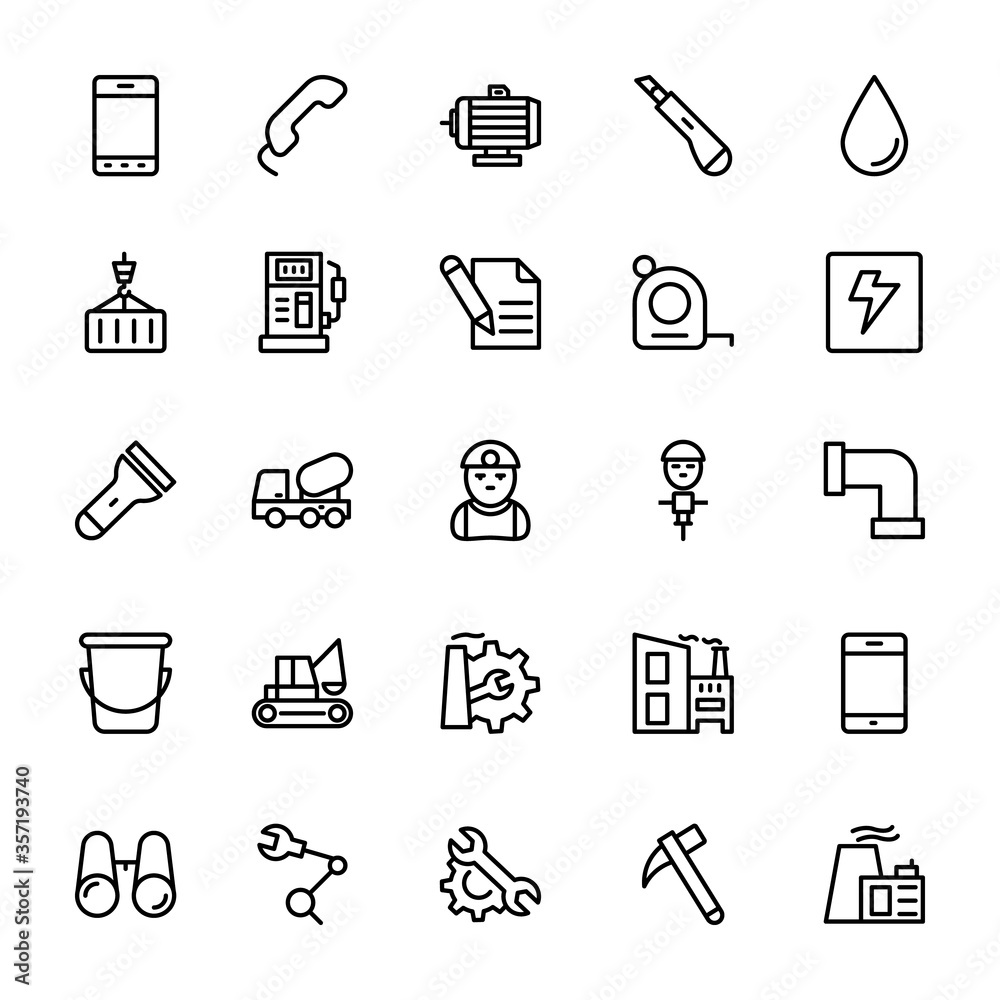 Fototapeta premium Industrial Line Vector Icons 5
