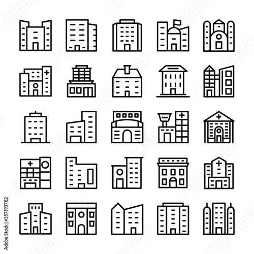 Buildings, Landmarks Line Vector Icons 1