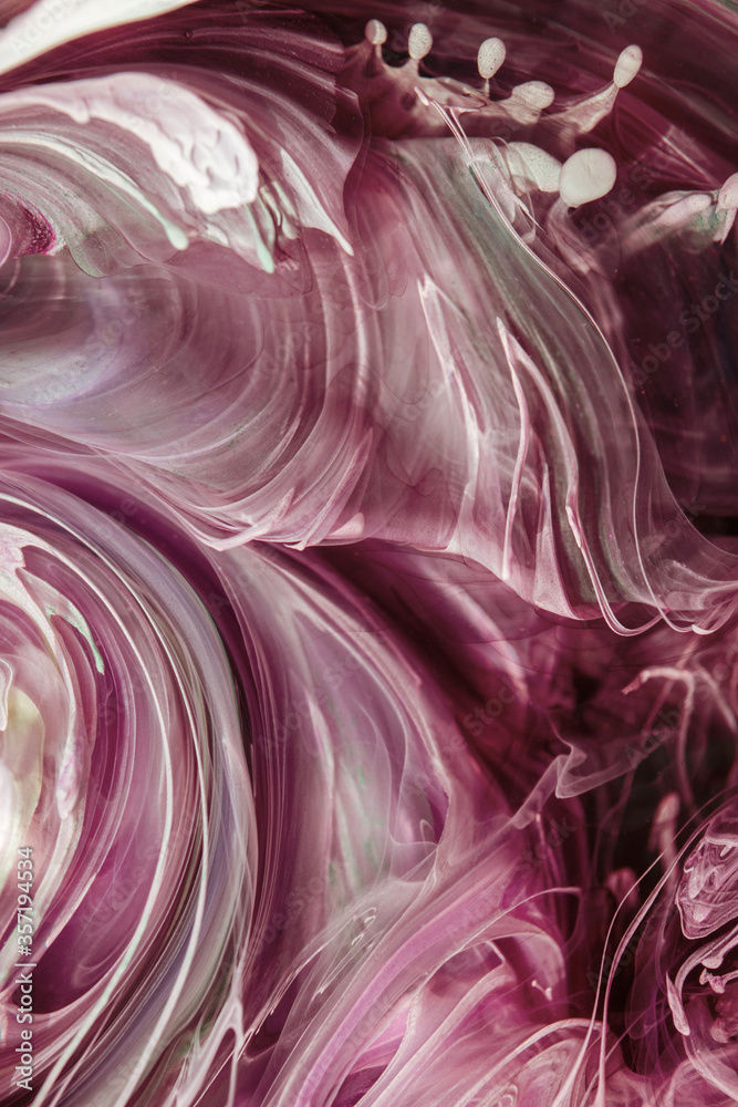 Obraz premium Part of original alcohol ink painting. Macro photography of the smallest details of a panting. The panting shows how overflows of shades and colors of paint resemble space motifs.