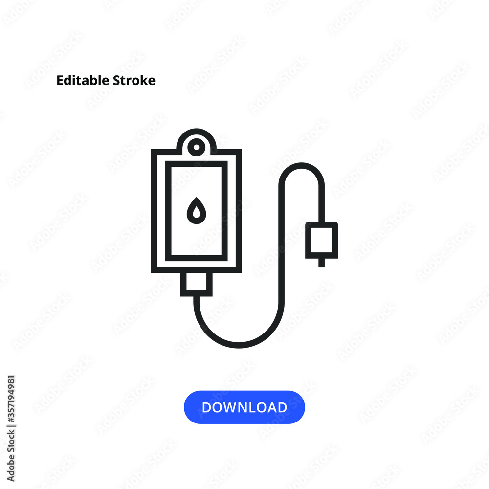 Transfusion, Blood Bag Medical Icon. Infusion Bag Line Icon With Modern Design, Isolated on White Background. Flat Style for Graphic Design Template. Suitable for, web, UI, mobile app. EPS10.
Transfusion, Blood Bag Medical Icon. Infusion Bag Line Icon With Modern Design, Isolated on White Background. Flat Style for Graphic Design Template. Suitable for, web, UI, mobile app. EPS10.