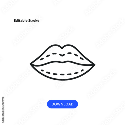 Beauty Injection Line Icon. Beauty Care Concept. Vector illustration Can be used for Topics Like Cosmetology, Clinic, Salon. Sensual Lips Icon. Trendy Flat style for graphic design, Aesthetic
