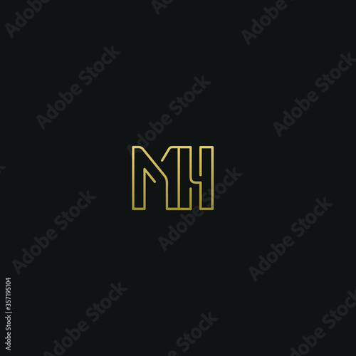 Creative modern elegant trendy unique artistic black and white color MH HM H M initial based letter icon logo.
