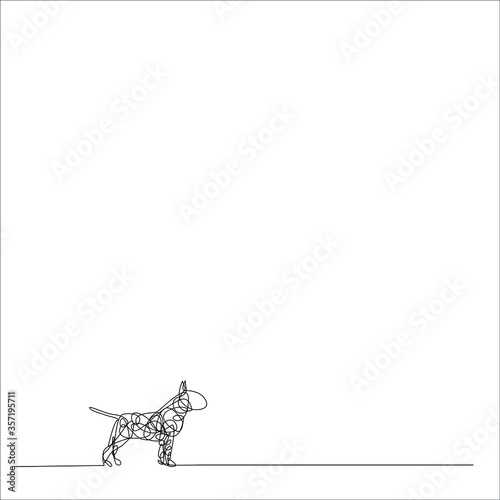 continuous line drawing of cute dog bull terrier