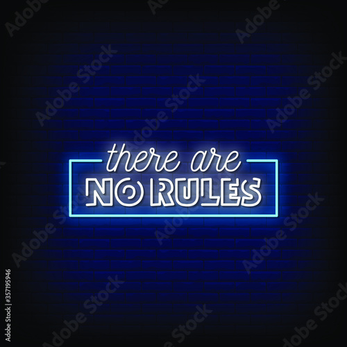 There are No Rules Neon Signs Style Text vector