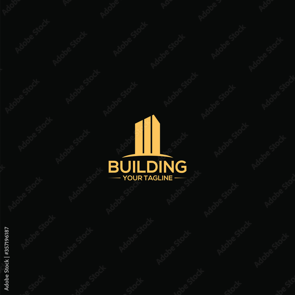 Real Estate Logo Design. Building Gold Logo 
