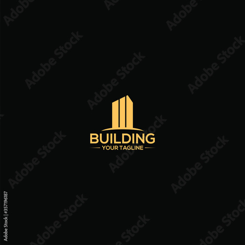 Real Estate Logo Design. Building Gold Logo  