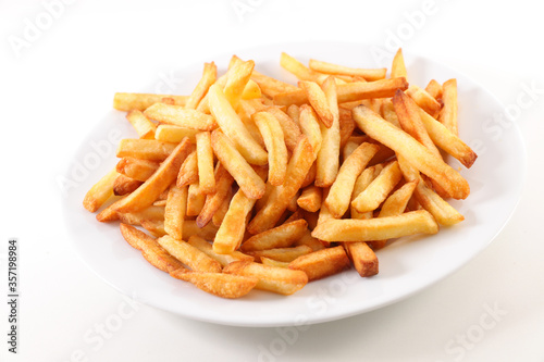 plate of french fries on white