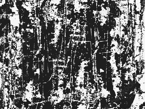 A black and white vector texture of distressed, urban, grungy concrete with aged and weathered damage. Ideal for use as a background texture or for applying grunge effects to your images.