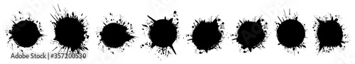 round brush painted circle banner on white background	

