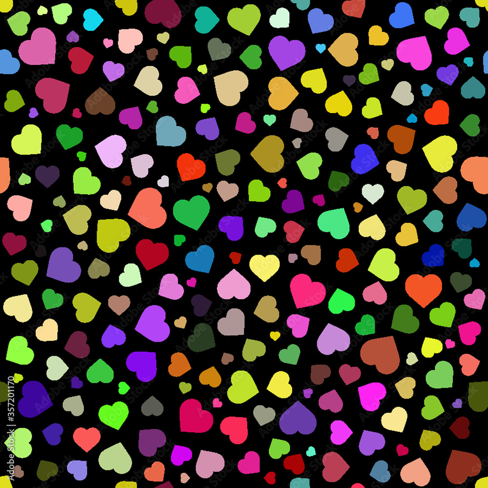 heart Seamless pattern on a white background.  Hand drawn colorful  heart  abstract background. 