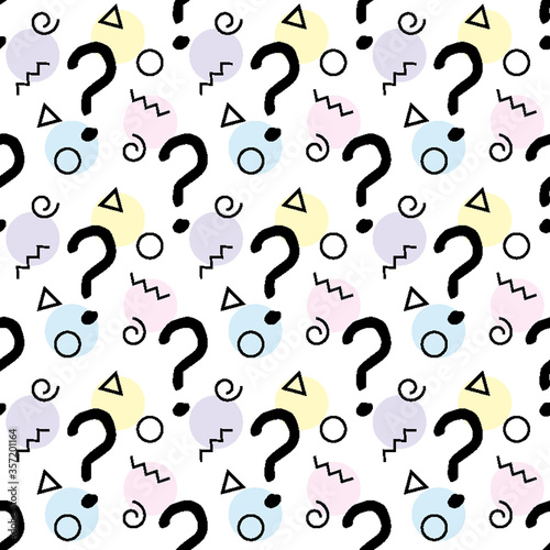 Question marks seamless pattern . question hand drawn background. 