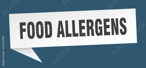 food allergens banner. food allergens speech bubble. food allergens sign