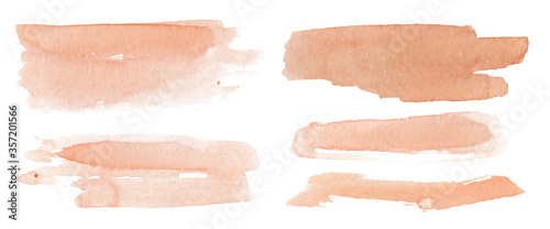 Abstract watercolor blush pink shapes on white background. Color splashing hand drawn vector