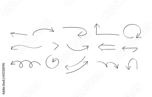 Doddle arrow set, collection of hand drawn arrows, vector set.
