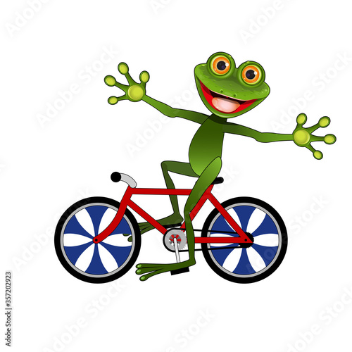 Stock Illustration Merry Frog on a Bicycle