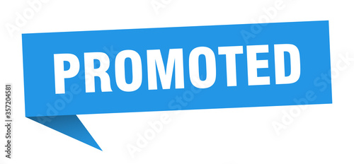 promoted banner. promoted speech bubble. promoted sign