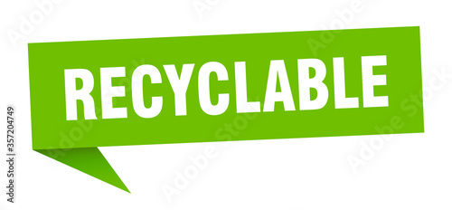 recyclable banner. recyclable speech bubble. recyclable sign