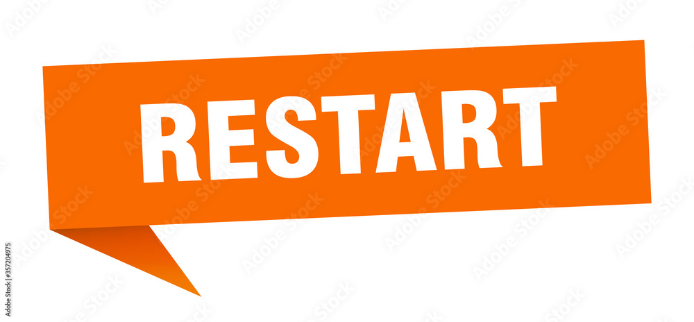 restart banner. restart speech bubble. restart sign
