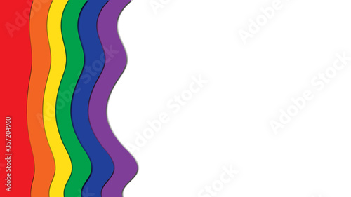 Waves rainbow in paper cut style with copy space. Gay Pride LBGT  LBGTQ  LBGTQ  concept. Color sign for gay  lesbian  homosexual  bisexual  transgender human.