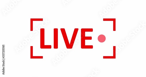 Live Stream sign. Red symbol, button of live streaming, broadcasting, online stream emblem. Alpha channel. For tv, shows and social media live performances photo