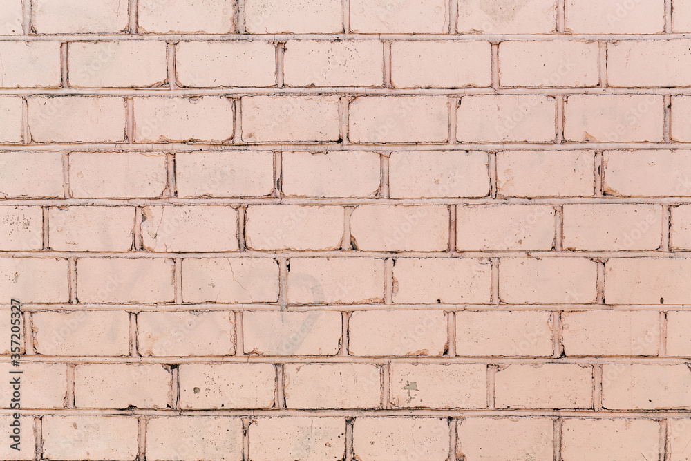 Fototapeta premium Abstract background old white brick wall with cracks and scratches. Landscape style. Great background or texture.