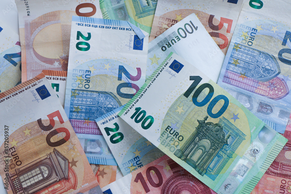 European currency money euro banknotes, credits, leasing. Saving money and banking business concept of financing or bankruptcy European currency money euro banknotes, credits, leasing. Saving money and banking business concept of financing or bankruptcy