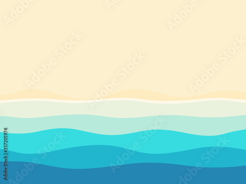 Abstract blue sea and beach summer background with waves and white cope space. Vector illustration
