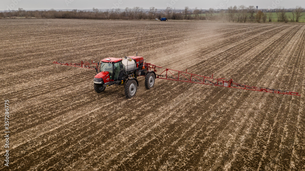 Aerial photography of agricultural technology in the field.