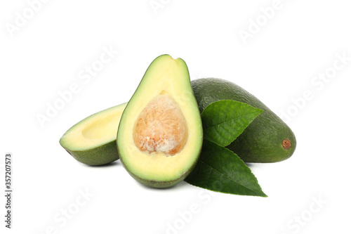 Ripe fresh avocado isolated on white background