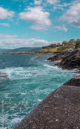 castle next sea with wall