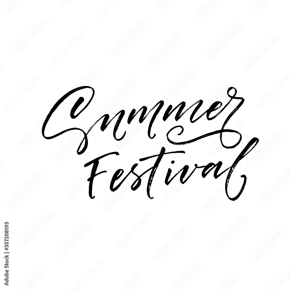 Summer festival postcard. Modern vector brush calligraphy. Ink illustration with hand-drawn lettering. 
