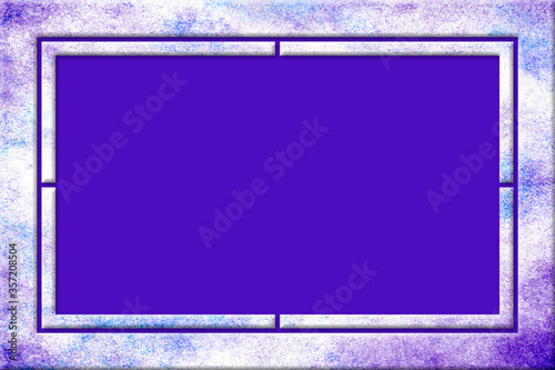 Purple and blue splattered watercolor frame with a modern 3D design over a purple background.