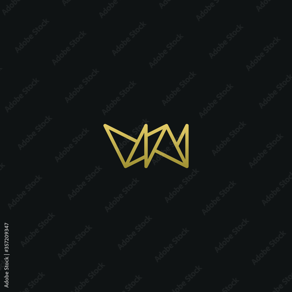 Unique minimal and creative style golden and black color VN or NV initial based logo