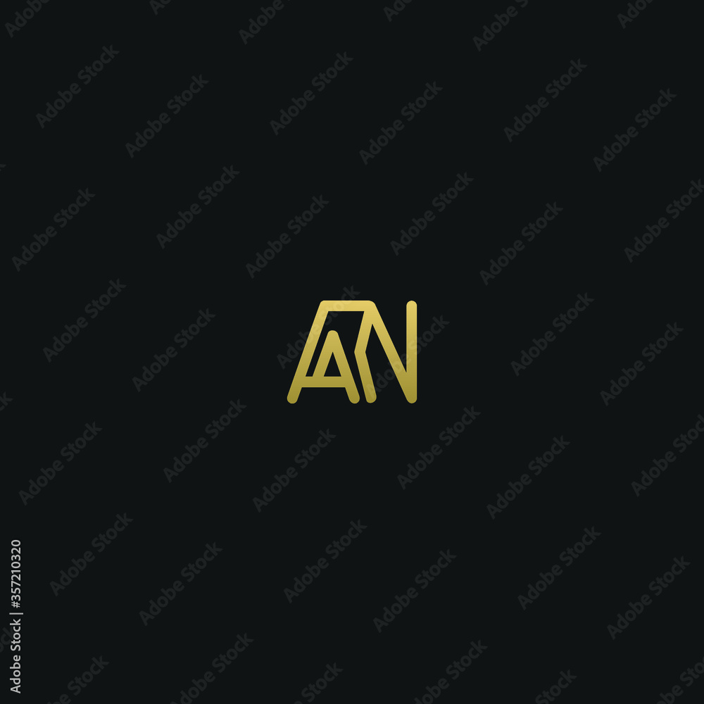 Unique minimal and creative style golden and black color AN or NA initial based logo Unique minimal and creative style golden and black color AN or NA initial based logo
