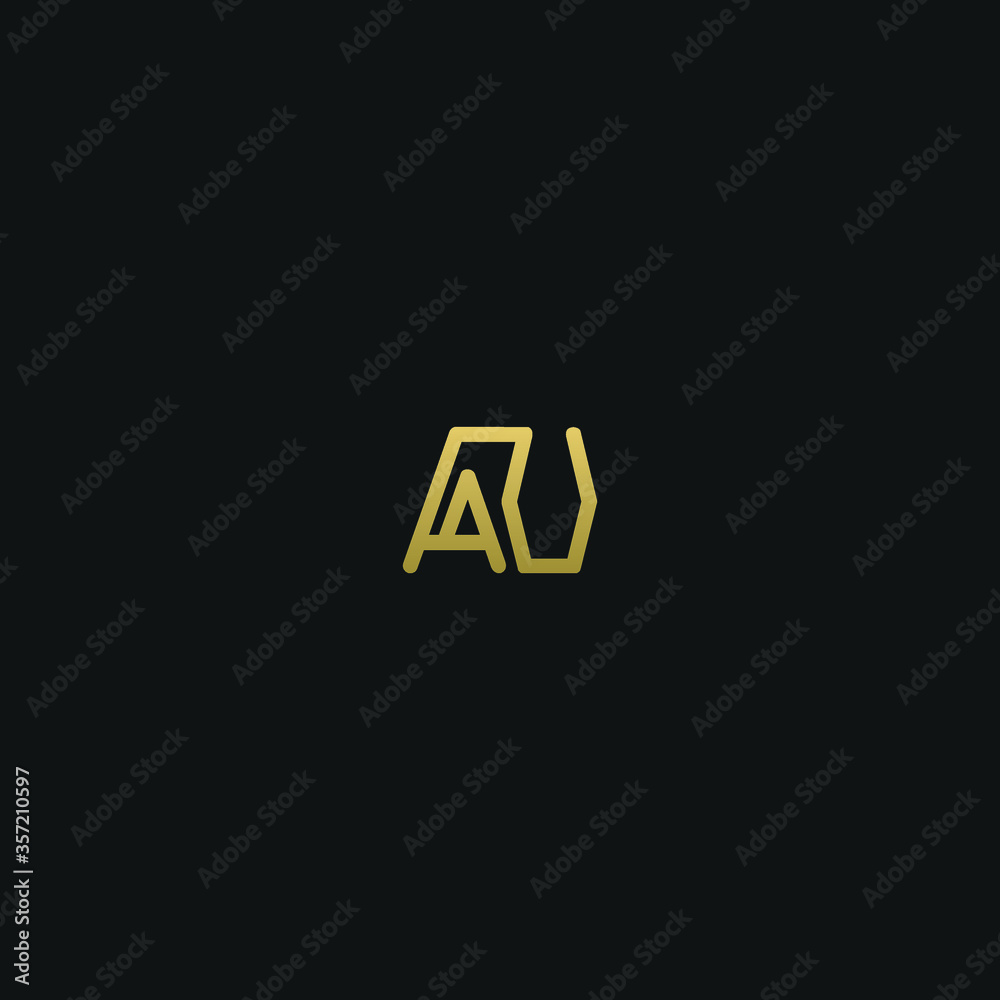 Unique minimal and creative style golden and black color AU or UA initial based logo Unique minimal and creative style golden and black color AU or UA initial based logo