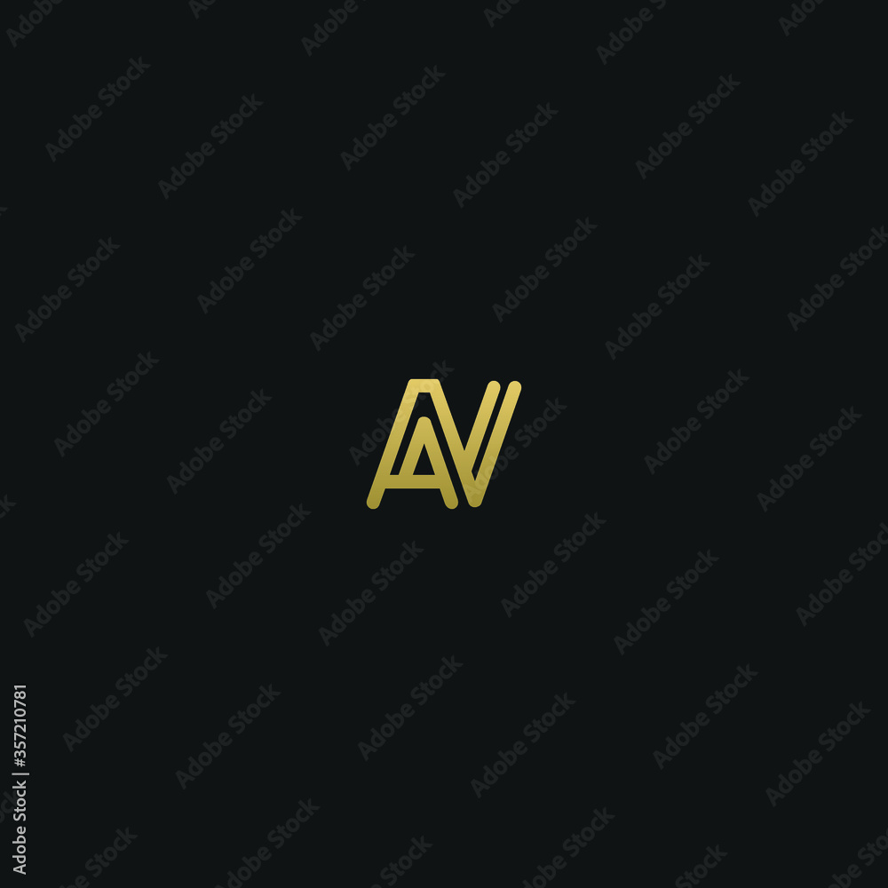 Unique minimal and creative style golden and black color AV or VA initial based logo Unique minimal and creative style golden and black color AV or VA initial based logo