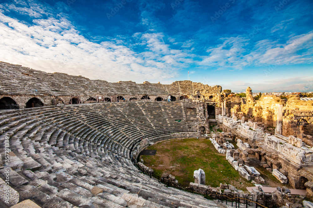 The theatre of Side Ancient City in Antalya Province of Turkey