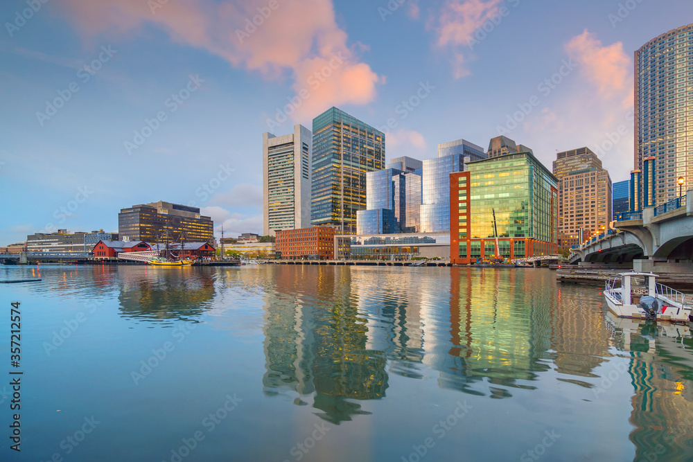 Boston city downtown skyline USA