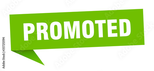 promoted banner. promoted speech bubble. promoted sign