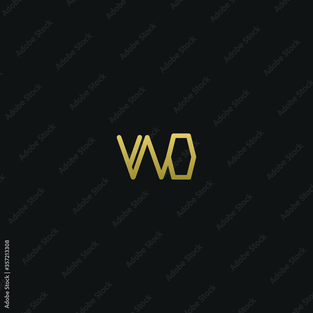 Unique minimal and creative style golden and black color WO or OW initial based logo - obrazy, fototapety, plakaty 