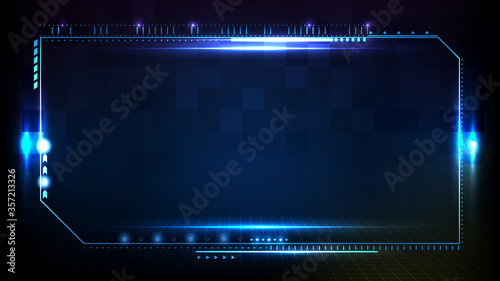 abstract futuristic background of blue glowing technology sci fi frame hud ui