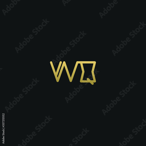 Unique minimal and creative style golden and black color WQ or QW initial based logo